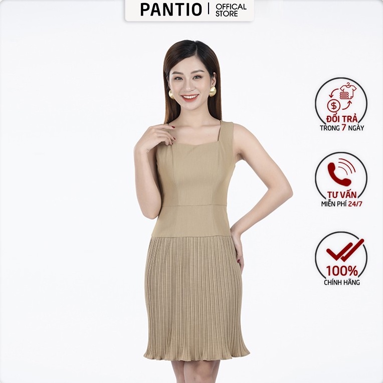 Đầm dạo phố vải thô không tay dáng ôm xếp ly BDP95040 - PANTIO