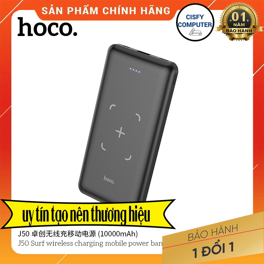 🌟CHÍNH HÃNG 🌟 Sạc Dự Phòng Hoco. J50 10.000mAh Màn Hình Led - Sạc Điện Thoại Không Dây - Full Kết Nối - Bảo Hành 12T