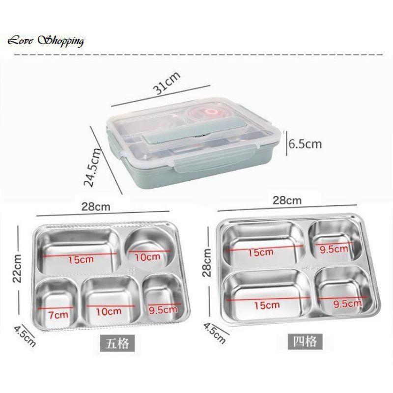 HỘP CƠM INOX 5 NGĂN CÓ NẮP ĐẬY LUNCH BOX