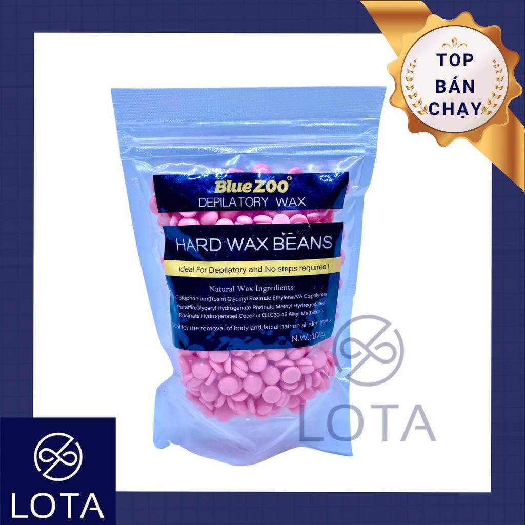 SÁP WAX LÔNG 100G HARD WAX BEANS BLUE ZOO, hạt đậu tẩy lông Bluezoo, hair remover bean