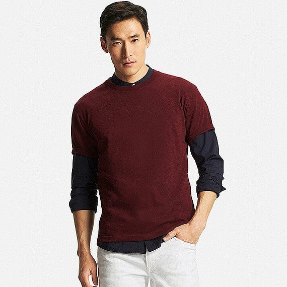 [Size S,M - Siêu sale] Áo phông nam Uniqlo cổ tròn cộc tay mầu Boocdo