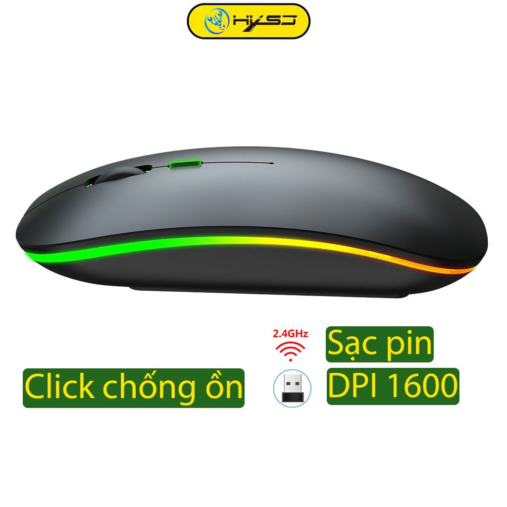 Chuột không dây Bluetooth HXSJ T18 wireless 2.4GHz tự sạc pin không tiếng click chuyên dùng cho Laptop macbook, PC, Tivi