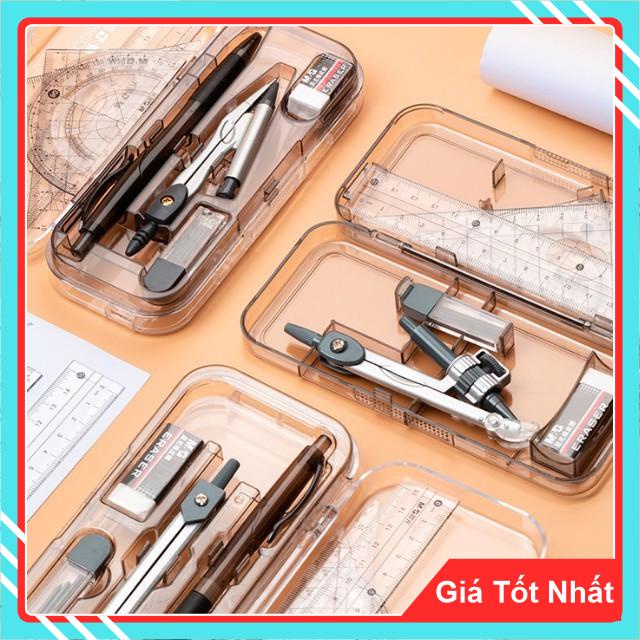 Bộ Compa Eke Thước Kẻ, Dụng Cụ Học Tập Học Sinh MG 90808 - 7 trong 1 Tiện lợi, Phù Hợp Với Học Sinh.