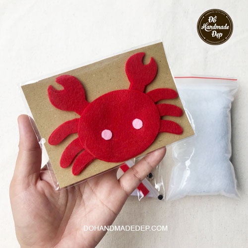 Bộ kit làm móc khóa vải nỉ con cua đỏ