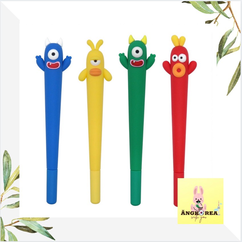 Bút Bi Nước Phong Cách Hàn Quốc Cute Monster (ramdom color - màu giao ngẫu nhiên) Vỏ 4 Màu Xanh Dương, Xanh Lá, Vàng, Đỏ