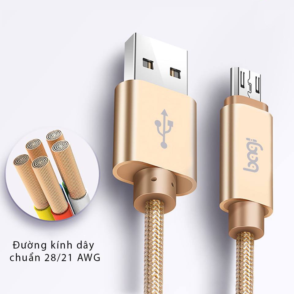 Cáp dù sạc nhanh siêu bền Bagi cổng Micro USB - MS10