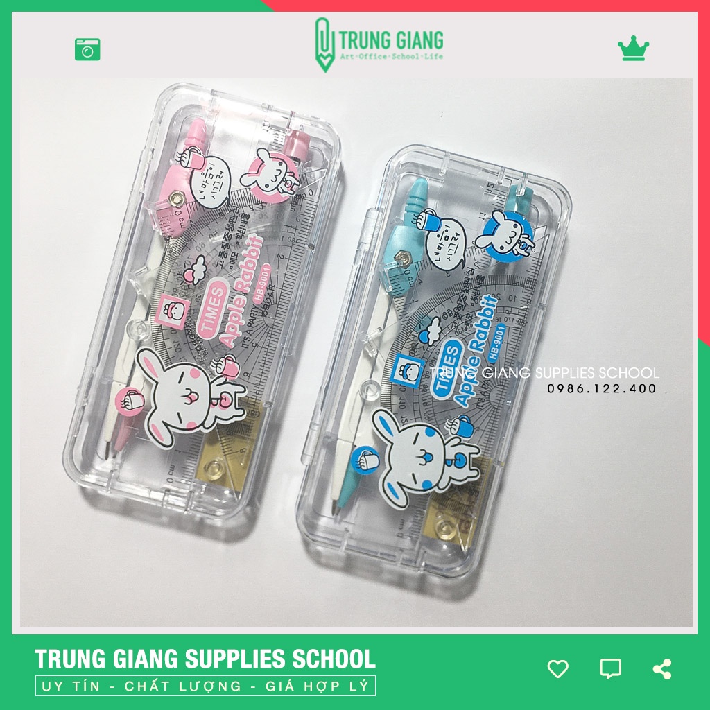 Bộ compa eke thước kẻ đồ dùng học tập văn phòng phẩm học sinh