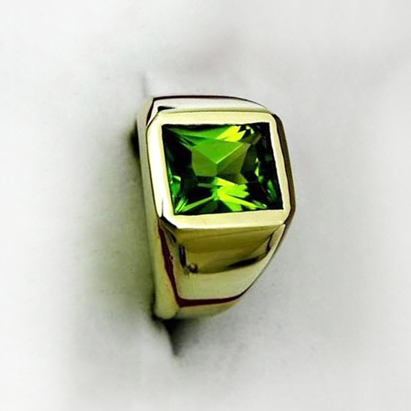 Nhẫn Thép Không Gỉ Mạ Vàng 18K Đính Đá Topaz Nhân Tạo Kiểu Dáng Thời Trang