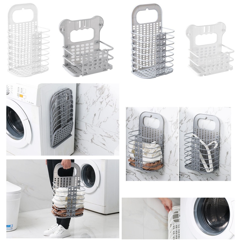 Giỏ Đựng Quần Áo Bẩn Gắn Tường Thoáng Khí Có Thể Gấp Gọn Tiện Dụng