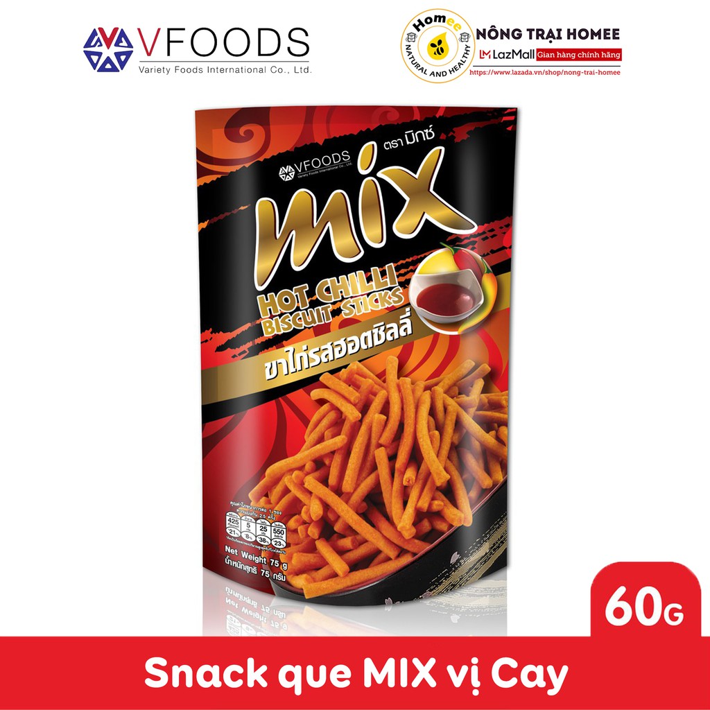 Bánh Snack que cọng nhập khẩu Thái Lan MIX 60g | Vị Gà Tỏi Ớt