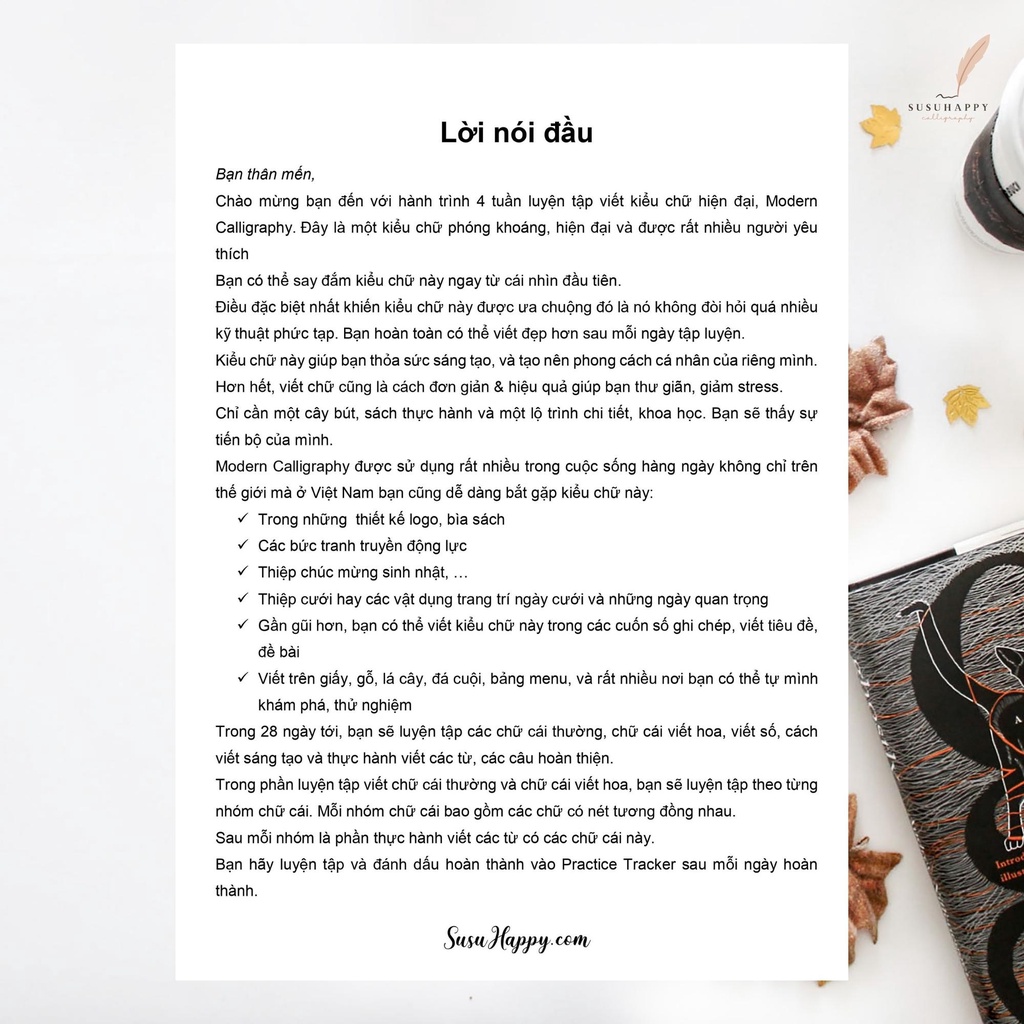 Workbook 4 Tuần Luyện Tập Brush Lettering, Worksheet Tập Viết Calligraphy Có Lộ Trình Hàng Ngày