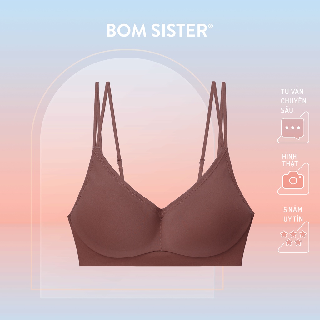Áo lót mút mỏng không gọng thoải mái lưng su dây đôi nâng ngực tự nhiên BOM SISTER A2020