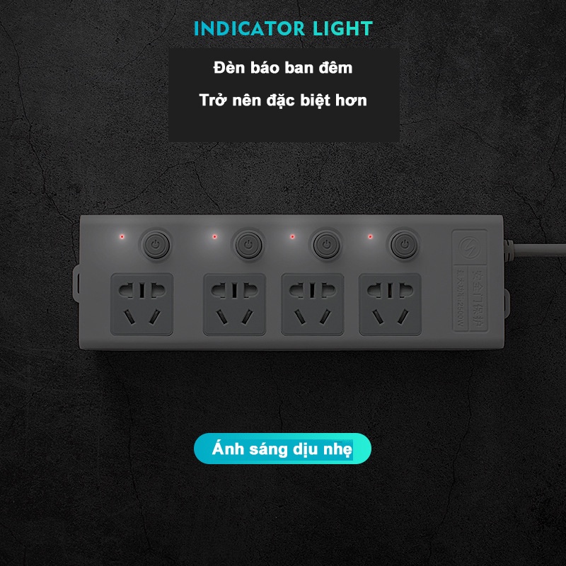 Ổ cắm điện đa năng thông minh 2 cổng USB 5v sạc nhanh, ổ chịu tải 2500W tiết kiệm 30 kilowatt giờ dây nối 1.8/2,5m OCD01