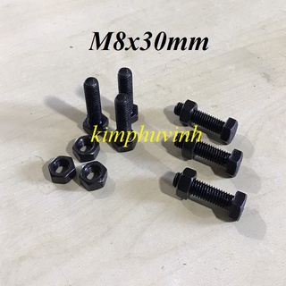 10 BỘ - 8x30mm BULONG THÉP ĐEN - BULON ĐEN 8.8 ( BULON + TÁN)