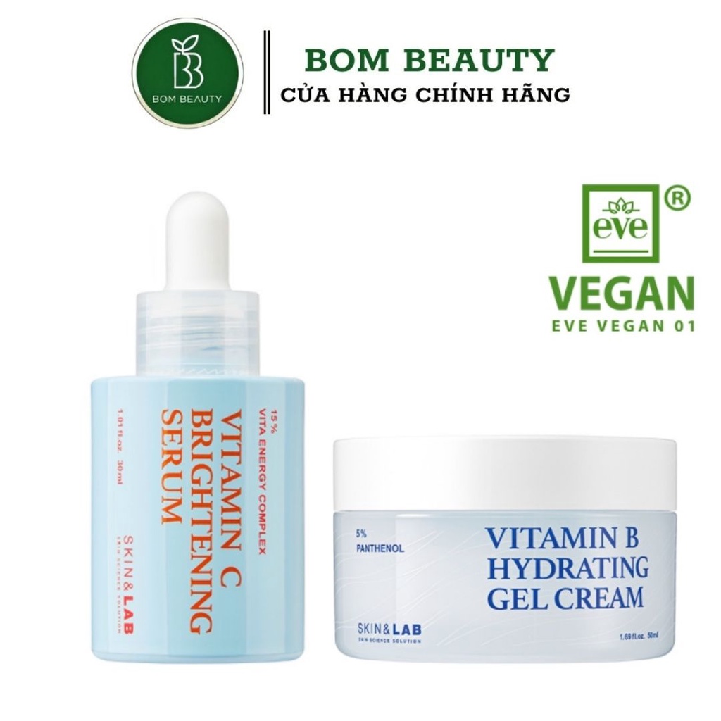 Skinnlab Vitamin C Brightening Serum &amp; Vitamin B Hydrating Gel Cream - Bộ đôi Dưỡng trắng khỏe da