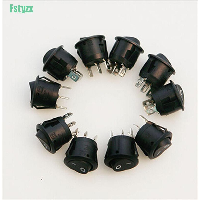 fstyzx 10PCS Mini Round Black 3 Pin SPDT ON-OFF Rocker Switch Snap-in