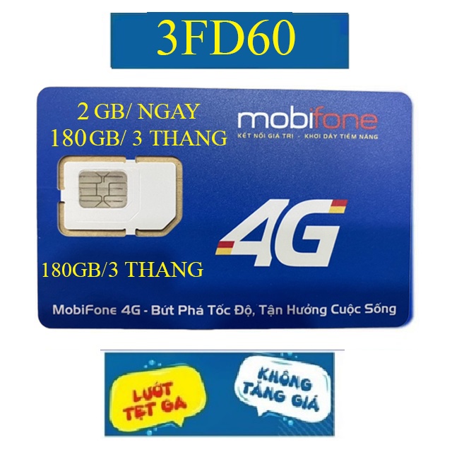 Sim 4G Mobifone FD60 -3FD60 - 6FD60 - 12D60 gói 75GB/tháng - sử dụng DATA 1 năm Phí gia hạn chỉ 60k/tháng