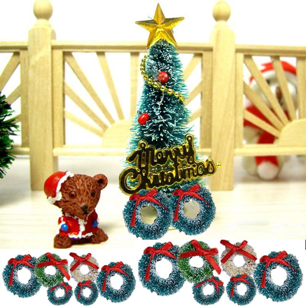 RAINBOW Set 2 Vòng Hoa Giáng Sinh Mini 3 / 4cm Trang Trí Nhà Búp Bê