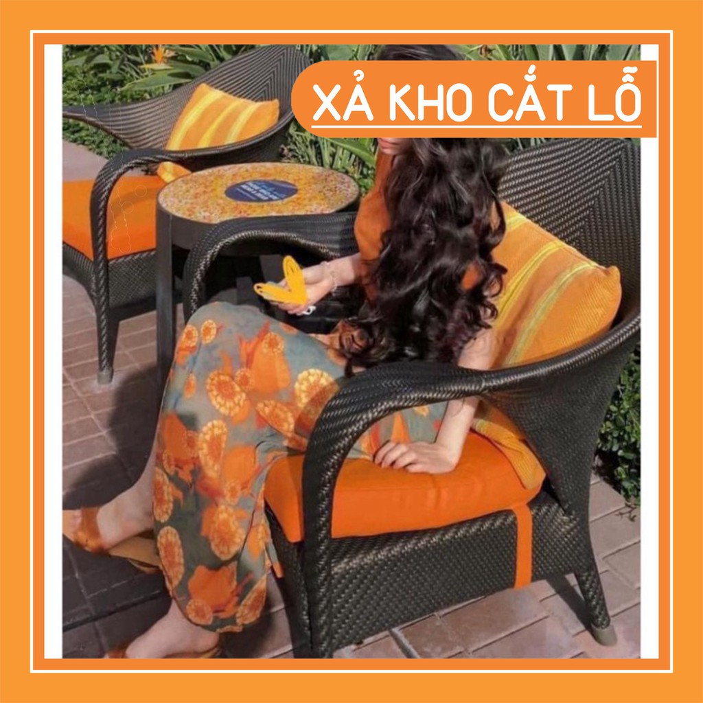 Set áo thun cam mix chân váy voan hoa vintage