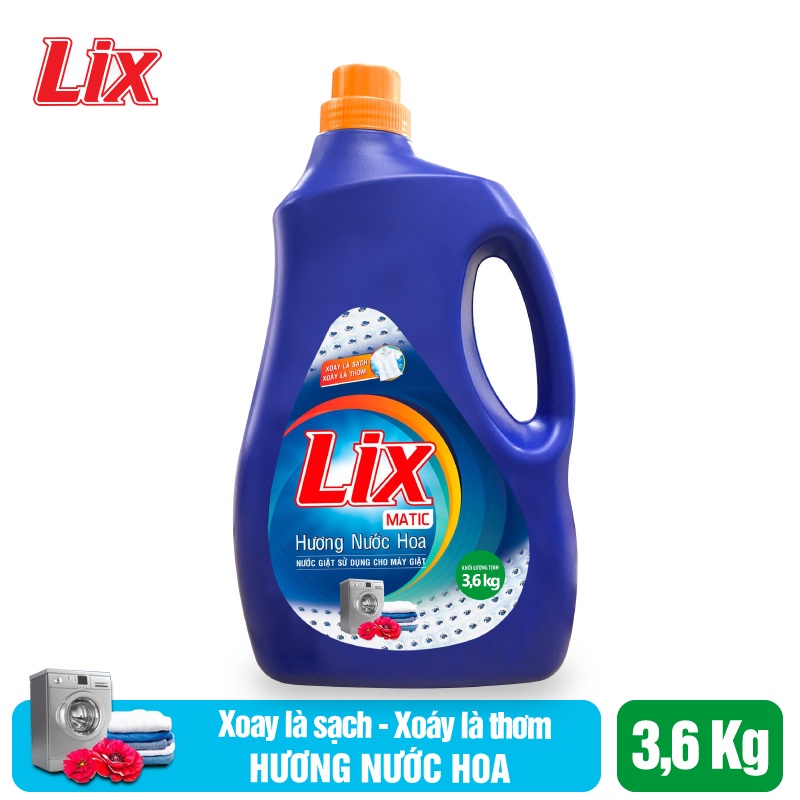 Nước giặt Lix Đậm Đặc Matic Hương Nước Hoa Chai 3.6Kg -Dùng cho giặt máy cửa trước - NGM39