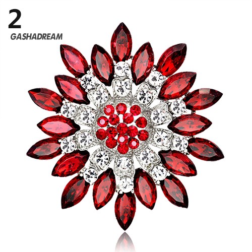 ♉GD Women Fashion Flower Brooch Crystal Rhinestone Jewelry for Wedding Party Gift