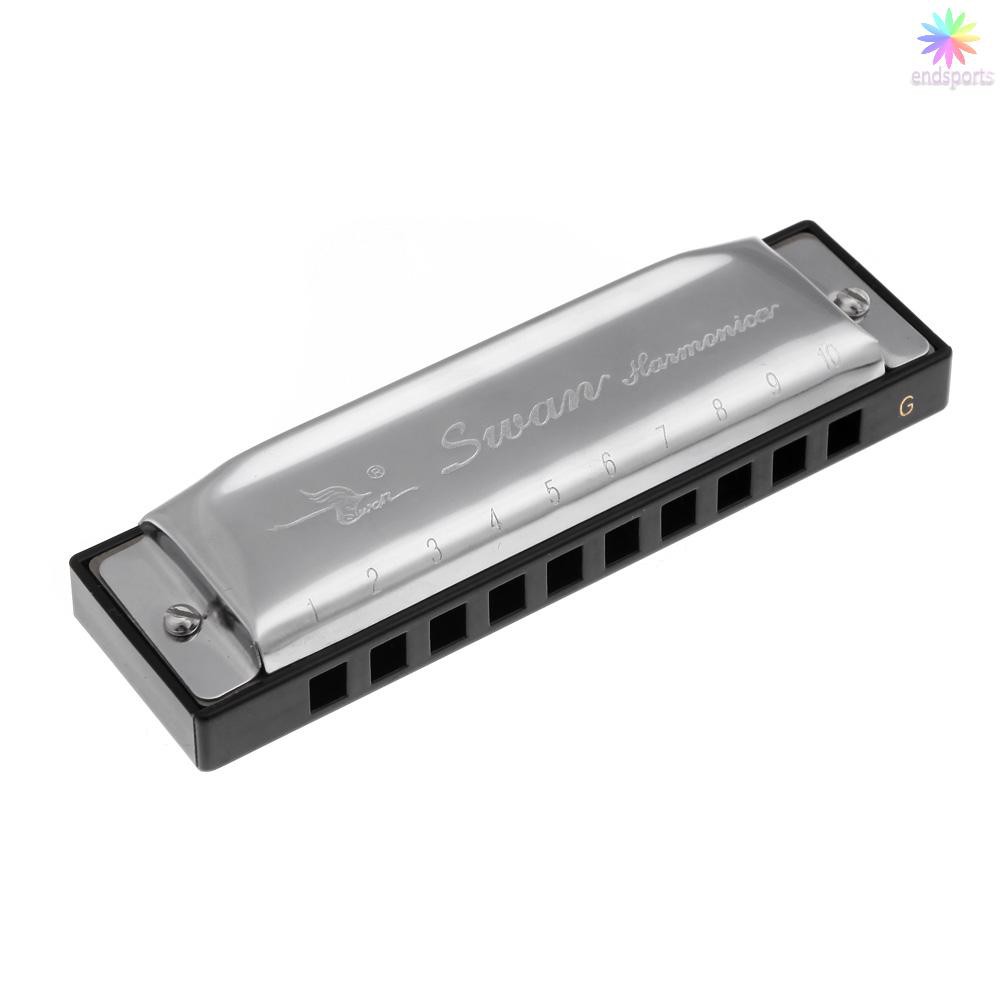 [Ready Stock] Swan Diatonic Harmonica 10 Holes Blues Harp Mouth Organ Key of G Reed Instrument with 