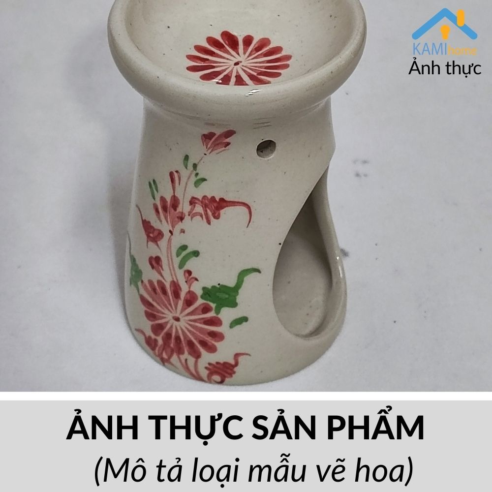 Đèn xông tinh dầu đốt nến thơm phòng đuổi muỗi Bảo hành bể vỡ (Mẫu Vẽ hoa và mẫu khác) mã 25013