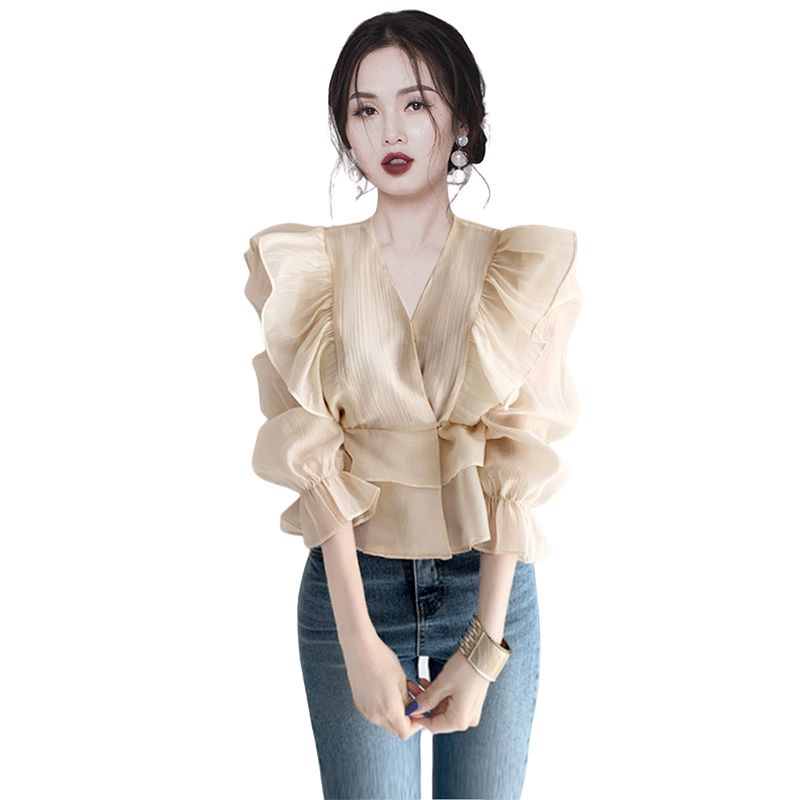 Áo Sơ Mi Chiffon Tay Lửng Thời Trang Mùa Hè Hàn Quốc WD2E