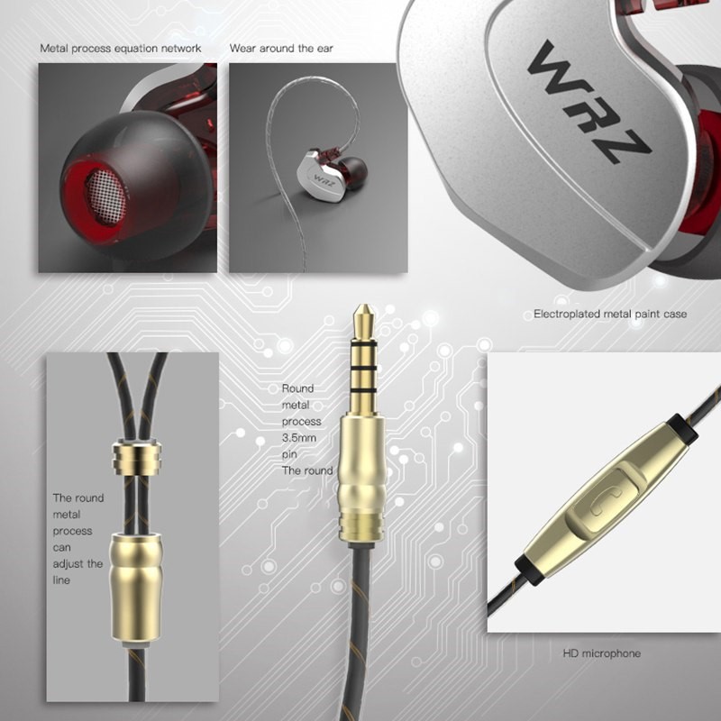 Tai nghe móc tai In-Ear HIFI Zircon Thể Thao siêu Bass chống ồn Zircon X6 phiên bản cao cấp có micro đàm thoại -dc2599