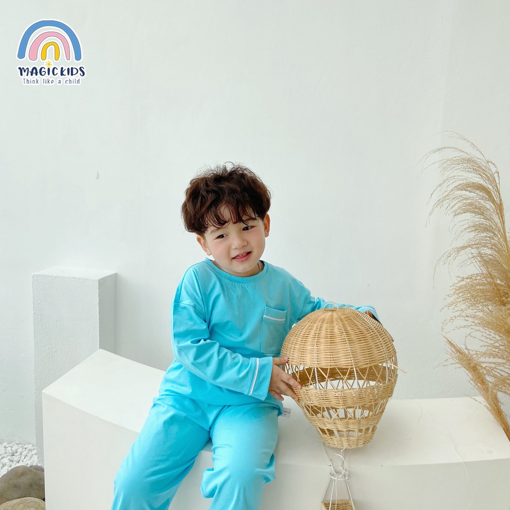 Bộ cotton dài tay cho bé trai bé gái Magickids quần áo trẻ em thu đông co giãn thấm hút mồ hôi BR21042