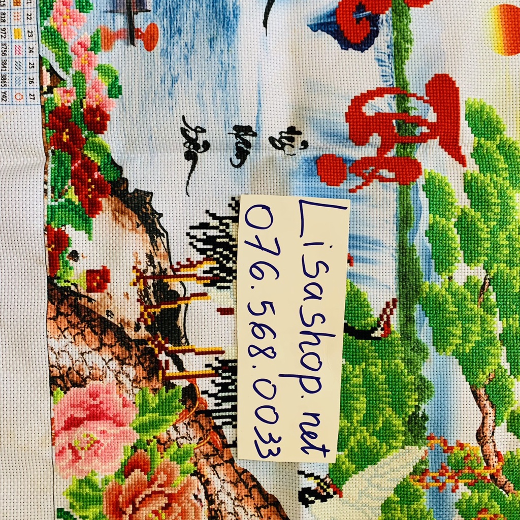 Tranh thêu PHÚC LỘC THỌ đã thêu 77x42cm thành phẩm x8074