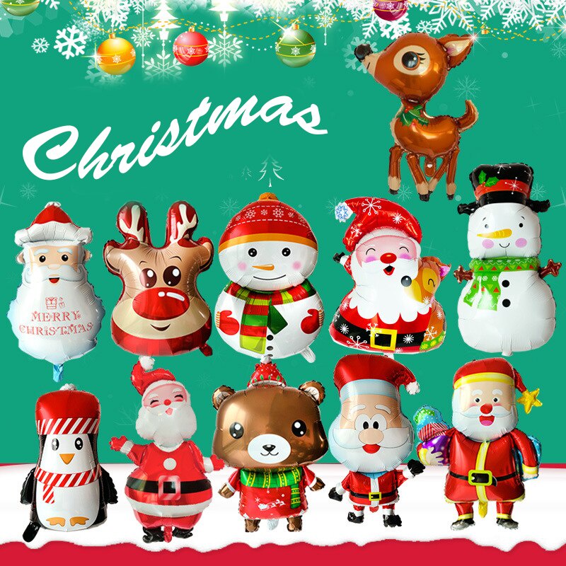 Bóng bay bằng màng nhôm hình ông già noel/tuần lộc/người tuyết trang trí cây thông noel mới