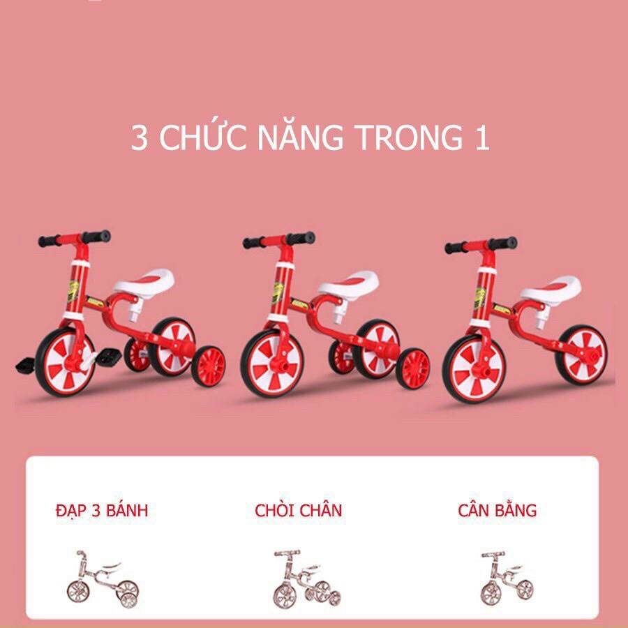 Xe chòi chân cho bé có bàn đạp, xe đạp 3 bánh chòi chân thăng bằng đa năng 3 in 1 cho bé từ 1 - 5 tuổi