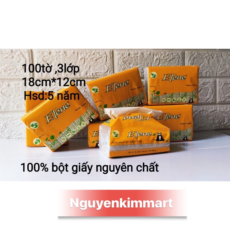 Thùng 30 Gói Giấy Rút Elene 1 Gói 300 Tờ Làm Từ 100% Sợi Tre