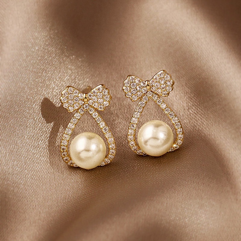 Bông Tai Tròn Đính Ngọc Trai Thời Trang Hàn Quốc