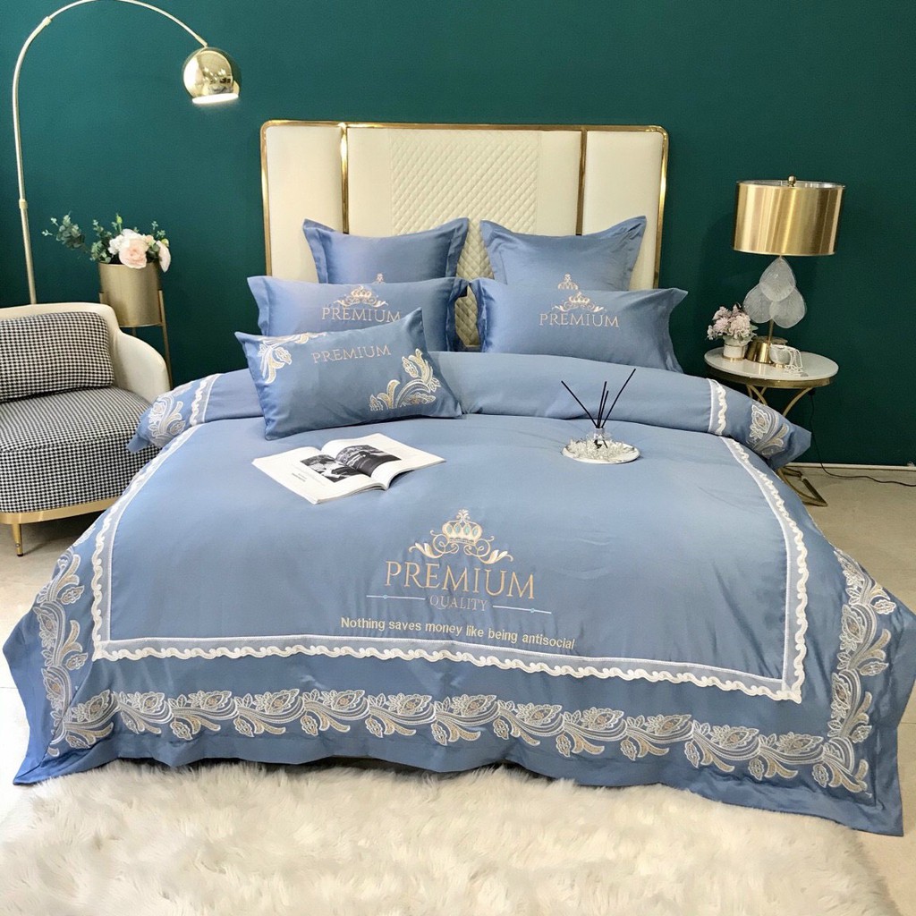 Set Chăn Ga Gối (4 Món) Lụa Silk Premium MÀU XANH NGỌC Cao Cấp Thời Thượng- Chăn Ga Cưới- Gia Đình- Khách Sạn