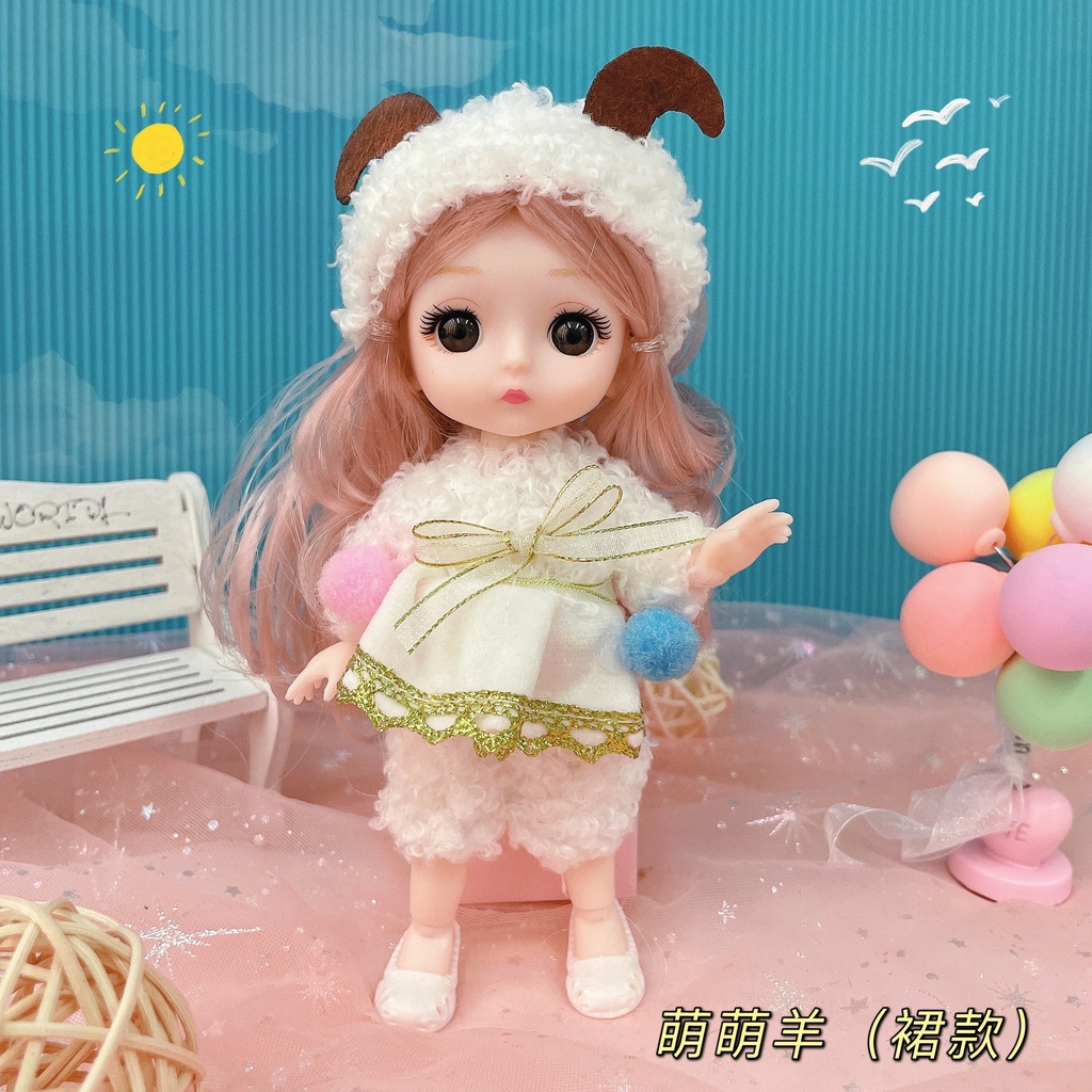 Bộ Búp Bê Công Chúa Mặc Đầm Xinh Xắn Kích Thước 17Cm 1:8