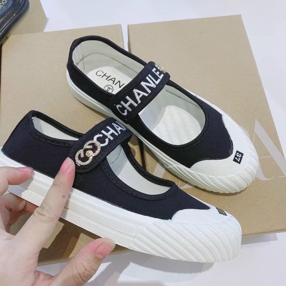 Giày lười X quai dán đế trắng