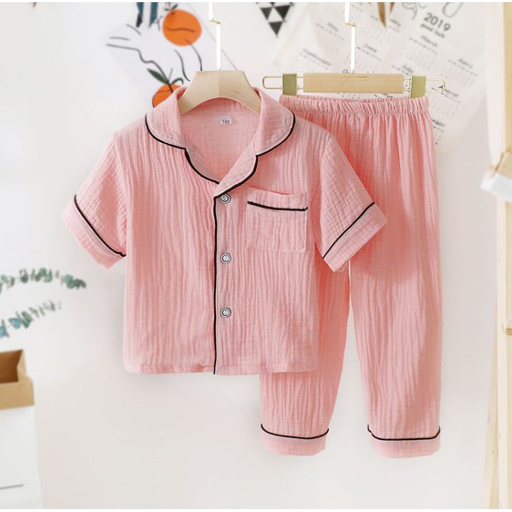 Bộ Ngủ Pijama đũi Cộc Tay Minky Soon Bé TRai Và Bé Gái Chất Đũi Mềm Mịn Cho Bé Từ 5-28kg