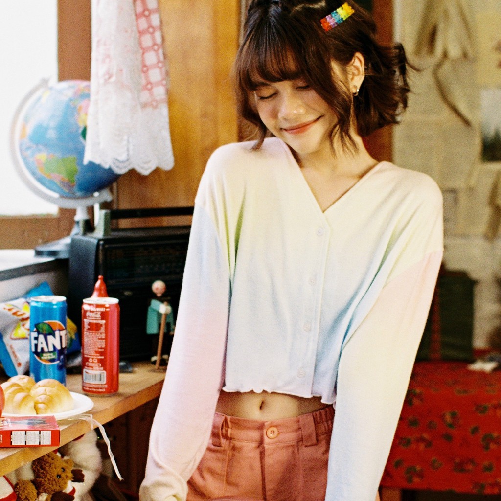 Usthebasic - Áo Croptop Tie-Dye tay dài