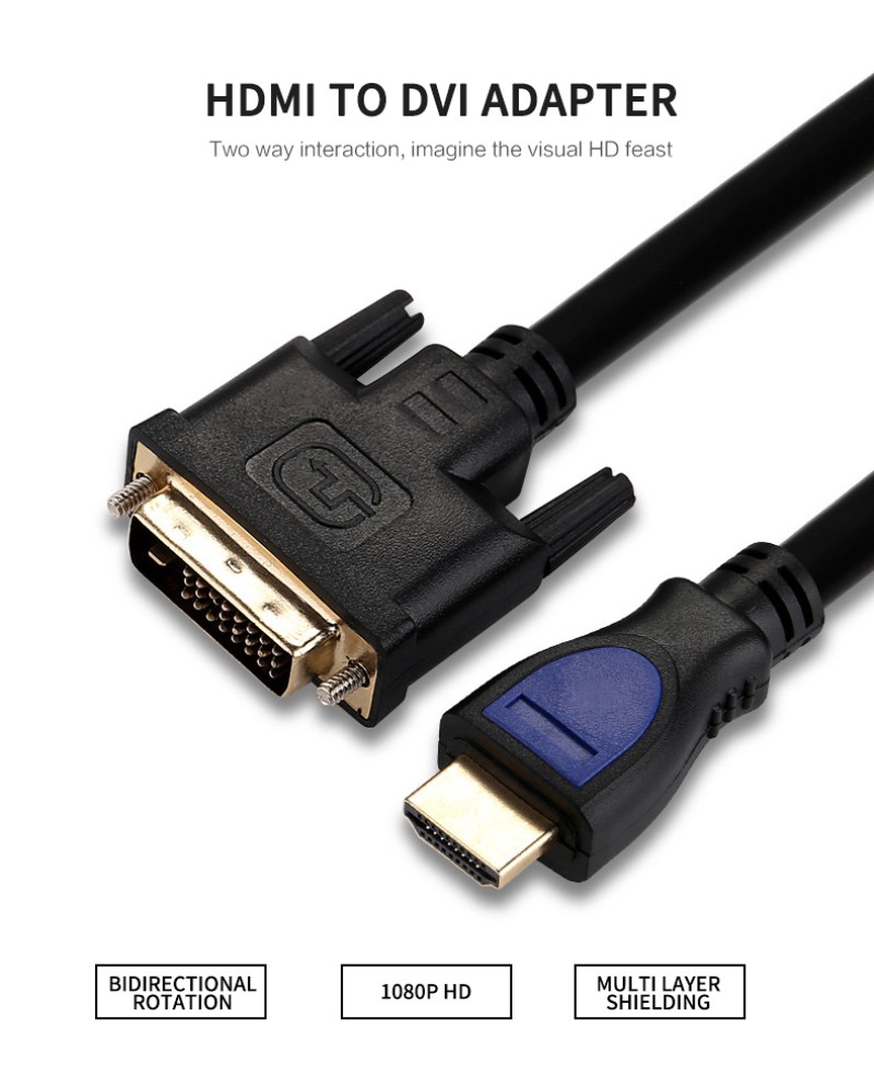 1080P 3D HDMI to DVI HDMI Cable DVI-D 24+1 Pin Adapter Cables  for LCD DVD HDTV XBOX High Speed DVI to HDMI Cable 1.5m/3m 『Vrru 』