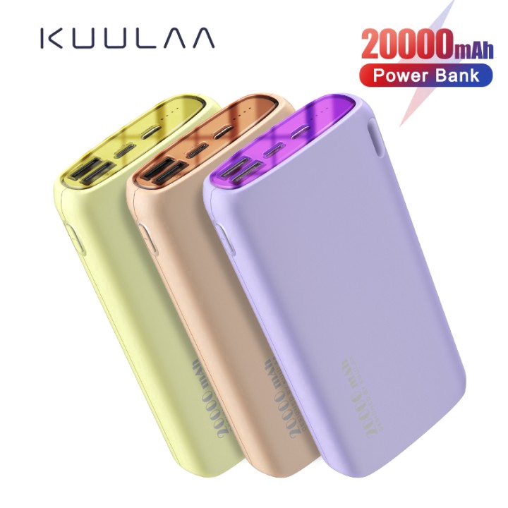 Set Tai Nghe Bluetooth Cáp Sạc Pin Sạc Dự Phòng Kuulaa I12 Màu Macaron 1m 20000mah