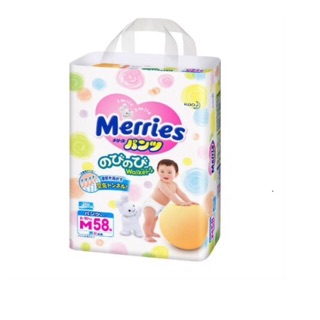 Bỉm quần merries bịch m58 l44 xl38 xxl26 miếng