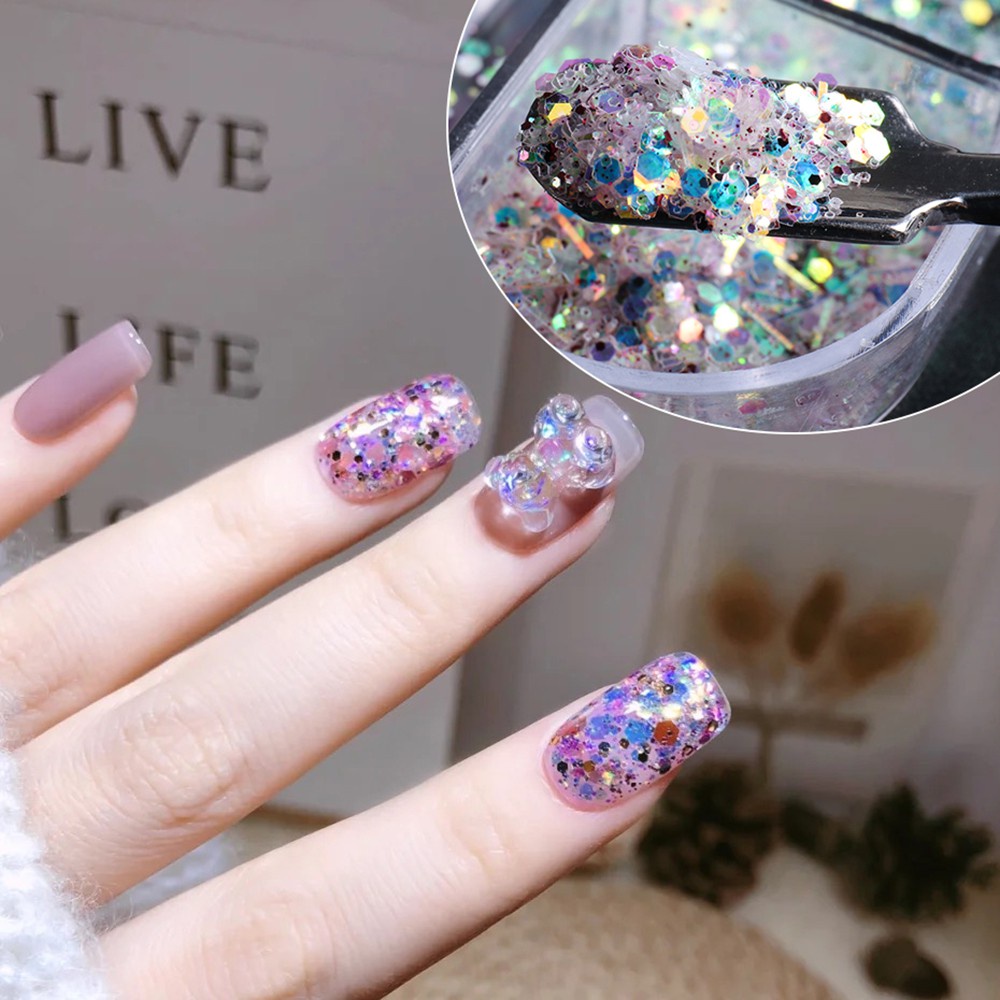 Phụ Kiện Kim Tuyến Hình Lục Giác Trang Trí Móng Tay Nghệ Thuật