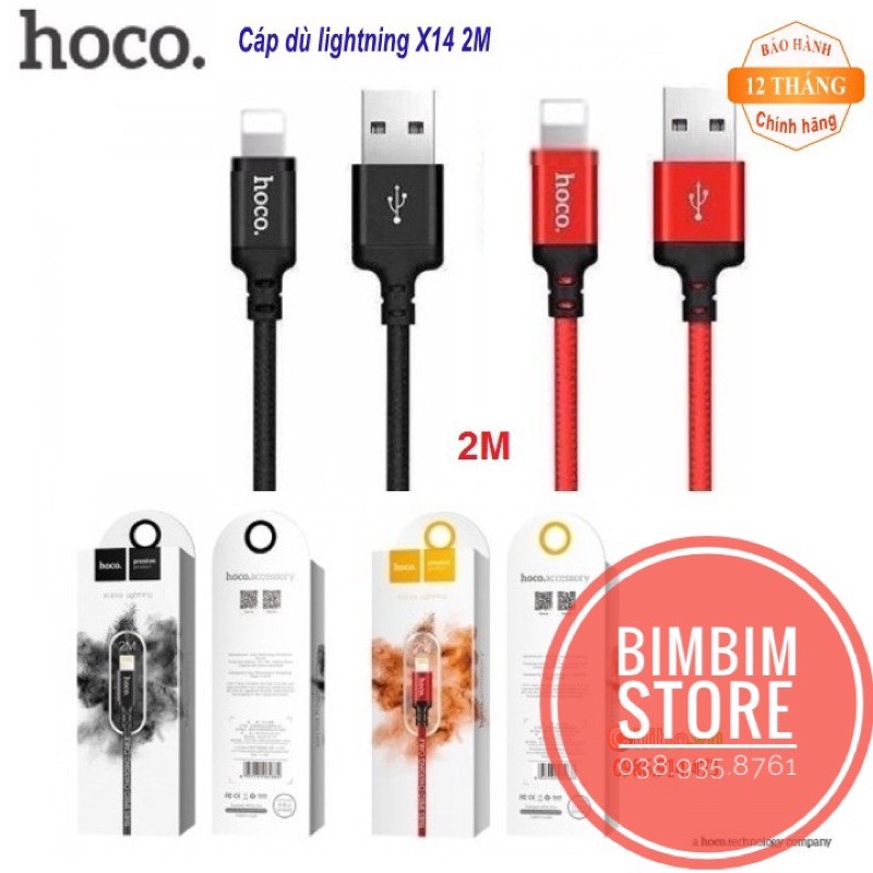 [ 2 mét ] Cáp sạc Hoco vải dù siêu bền cho Iphone samsung oppo  lightning micro type C / bảo hành 12 tháng