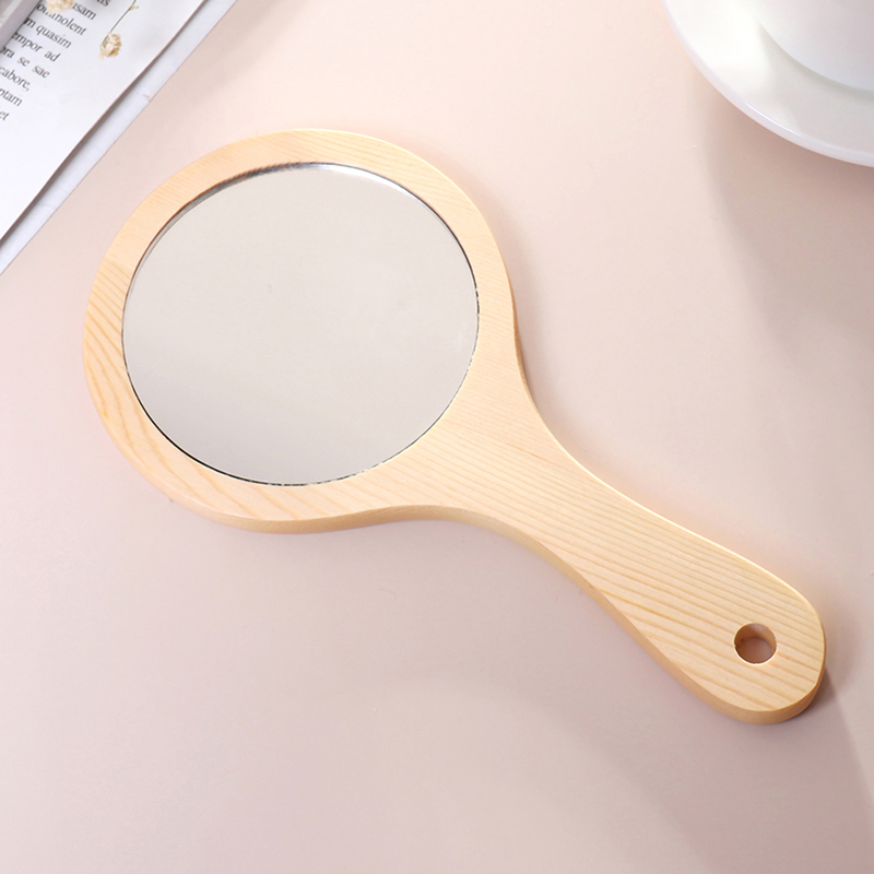 [Bảo Vệ tinh tế♥Gương Trang Điểm Hình Tròn Bằng Gỗ Phong Cách Vintage