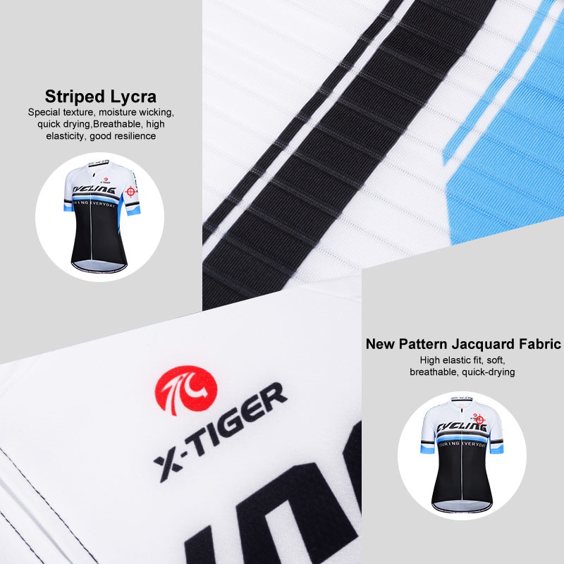 Áo thun X-TIGER tay ngắn thoáng khí chống thấm mồ hôi cho nữ khi chạy xe đạp
