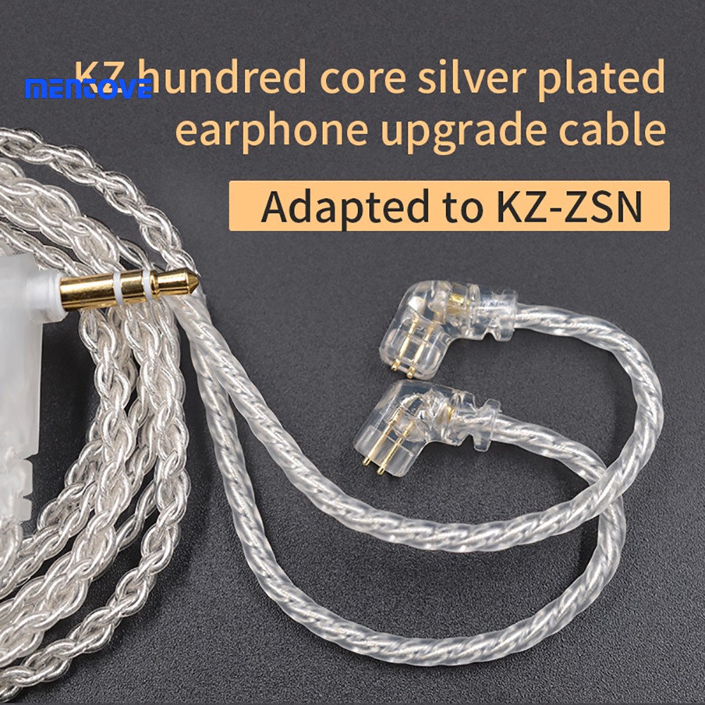 Dây cáp tai nghe mạ giắc cắm 3.5mm dây mạ bạc đầu nối 2 chấu 0.75mm thay thế cho tai nghe KZ-ZSN