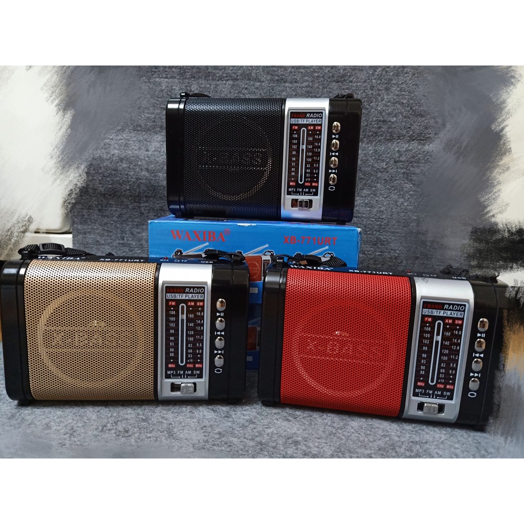 Đài LOA  EXTRA BASS CÓ ĐÈN PIN LED, USB NGHE NHẠC THẺ NHỚ WAXIBA XB-771URT RADIO AM FM SW THEO KÈM PIN SẠC