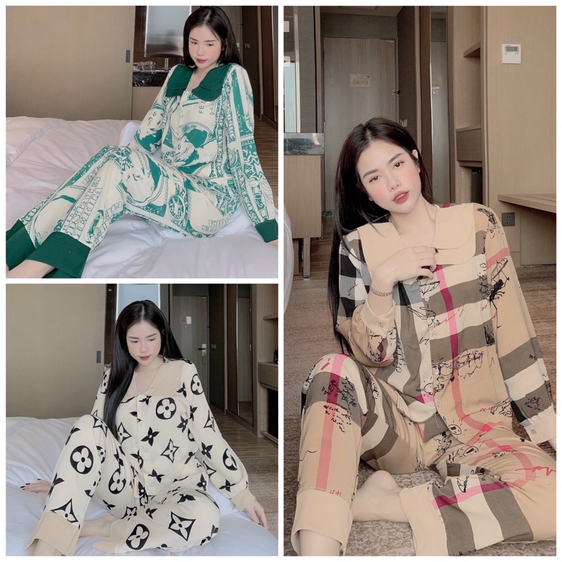 Đồ Bộ Pijama Nữ Lụa Mango Cao Cấp,Tay Dài Quần Dài,Hàng Thiết Kế,Chất Vải Mềm Mịn MG05